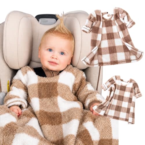 Buckle Me Baby Cozy Car Seat Blanket -Wearable Car Seat Blankets for Babies | Carseat Blanket from Warm Sherpa w/ Sleeves & Dropped Neckline - Breathable Cover for Car Seat & Stroller