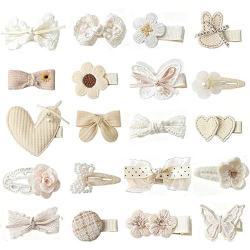 20PCS Baby Girls Hair Clips Bows Fully Lined Non Slip Barrettes Fine Handmade Hair Accessories Gift Set 05