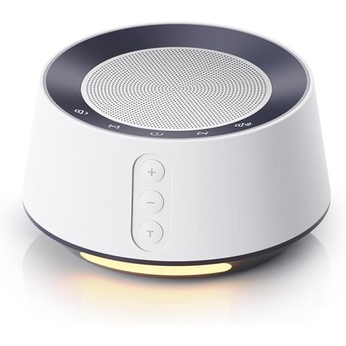 White Noise Sound Machine with 20 Soothing Sounds, 10 Colors Night Light Sleep Machines Home Office Travel, 5 Timers and Memory Feature Sound Machine for Nursery Baby Kids Adults (White)