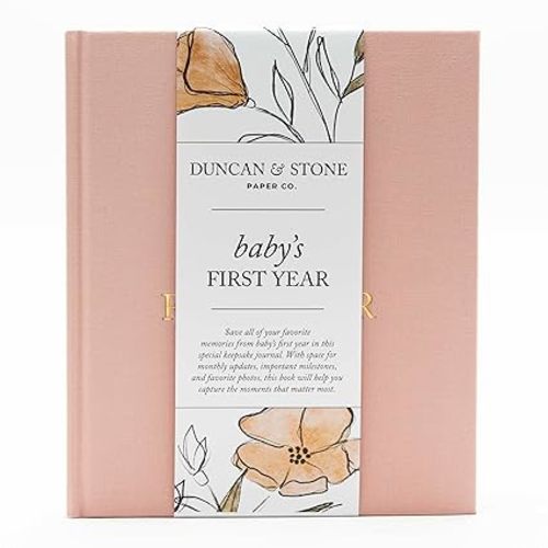 Baby First Year Book - Heirloom Keepsake Baby Memory Book to Record Important Milestones, Photos & More - Baby Keepsake Books (Dusty Rose,112 Pages)