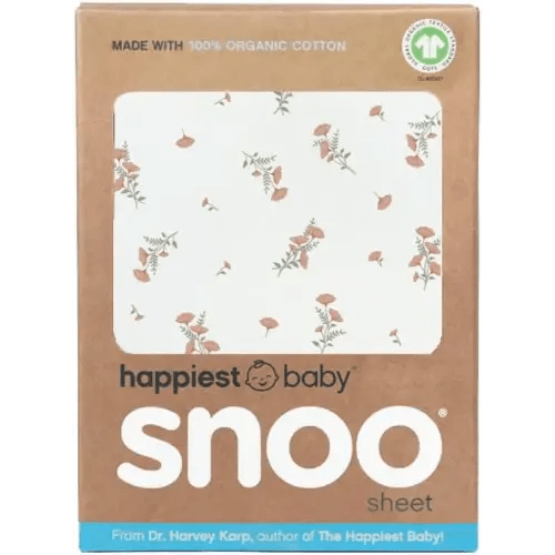 Happiest Baby SNOO Bassinet Fitted Sheet - 100% Organic Cotton Nursery Bedding - Fits SNOO Sleeper Crib Mattress (Ivory Wildflowers)