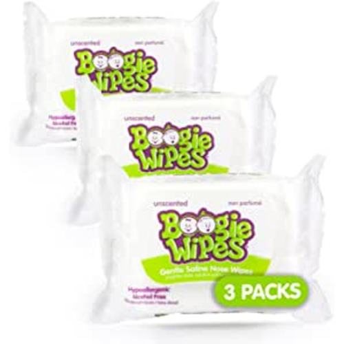 Amazon.com: Boogie Wipes Gentle Saline for Stuffy Noses Simply Unscented, White, 3 x 30 Count : Baby