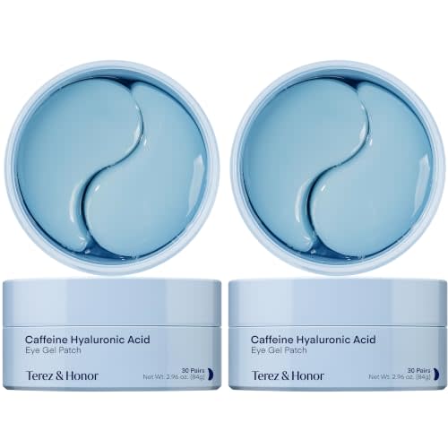 TEREZ & HONOR Caffeine Hyaluronic Acid Under Eye Patches - 120 Korean Hydrogel Eye Masks for Puffy Eyes, Dark Circles, Eye Bags & Fine Lines, Hydrating Cooling Eye Gel Pads, Vegan, Fragrance-Free