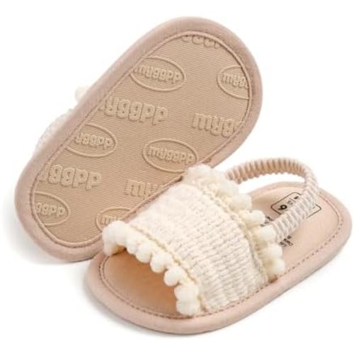 COSANKIM Infant Baby Girls Summer Sandals with Flower Soft Sole Newborn Toddler First Walker Crib Dress Shoes
