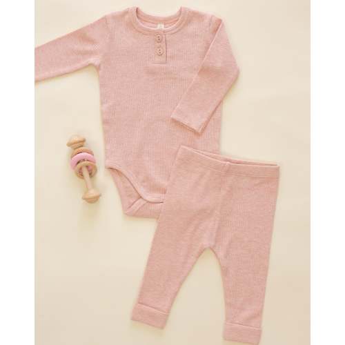 Ribbed Long Sleeve Onesie || Rose – Quincy Mae