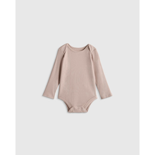 Softest Rib Long Sleeve Bodysuit in Grey Stripe