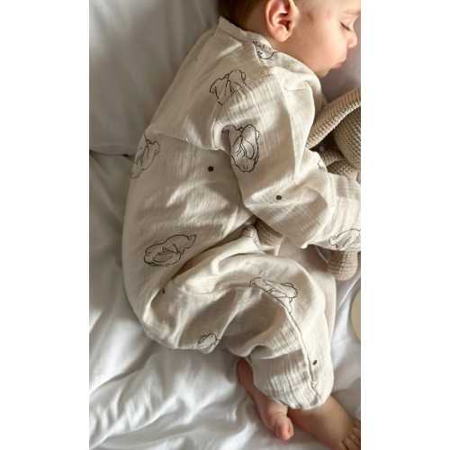 Organic Muslin Baby Bodysuit: Bear, Bunny, Penguin Print