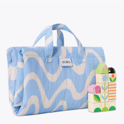 Inside Outside Play Mat Portable Baby Blanket (Blue Wave)