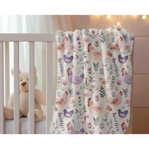 Chicken Newborn Blanket Soft Velveteen Baby Blanket with Chicken Design Hen Design Baby Gift For Mom Baby Keepsake Crib Blanket Nursery Deco