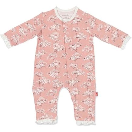 Magnetic Me Classic Magnetic Coveralls | Silky Soft Modal Fabric | Baby Onsie, Cherry Blossom, Newborn