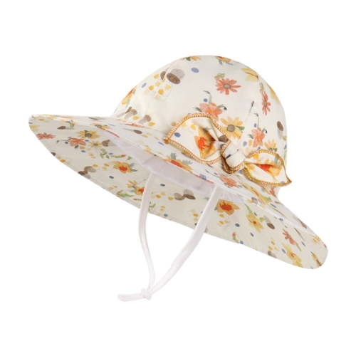 Baby Girl Floral Sun Hat With Sunscreen Outdoor Adjustable Toddler Beach Hat With Wide Brim Bucket Hats For Kids Comfort Dailywear 6-12 Months