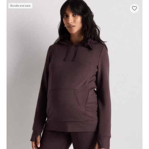 SuperSoft Fleece Maternity & Nursing Hoodie - Dried Fig