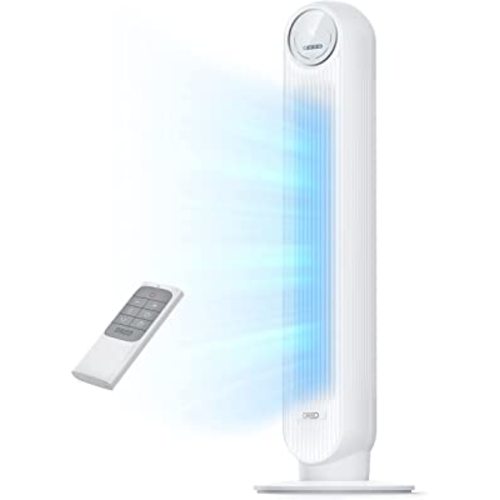Dreo Tower Fan for Bedroom, 25ft/s Velocity Quiet Floor Fan, 90° Oscillating Fans for Indoors with 4 Speeds, 4 Modes, 8H Timer, Standing Fans, Bladeless Fan, White (DR-HTF007)