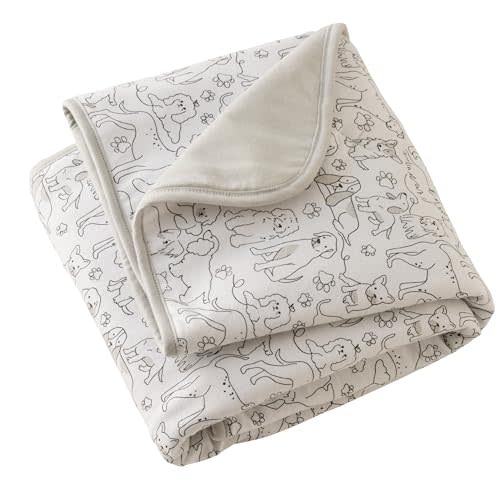 Butterblu Quinn Reversible Light Weight Quilted Blanket 30” X 40” for Newborn Girls, Boys, Unisex​, Puppy Party, One Size