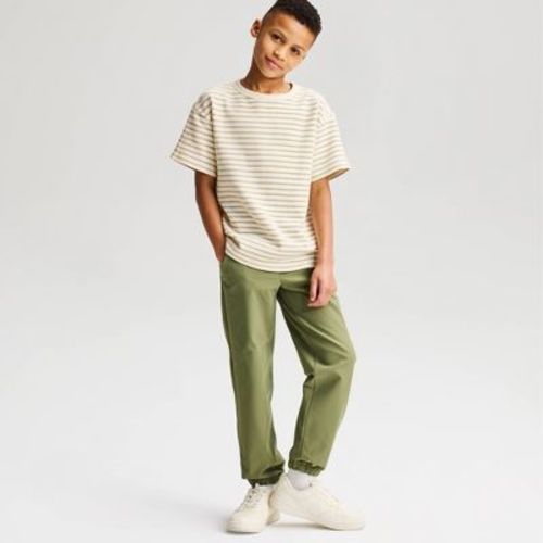 Boys' Short Sleeve Textured Striped Relaxed Fit T-Shirt - Cat & Jack™ Green/Sand M
