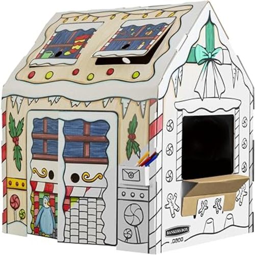 Bankers Box at Play Color in Holly Jolly Playhouse, Cardboard Playhouse and Life Size Craft Activity for Kids and Families