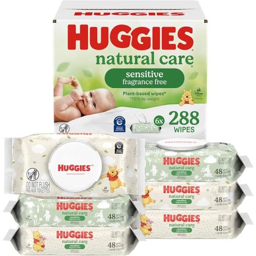 Huggies Natural Care Sensitive Baby Wipes, Unscented, 6 Packs, 288 Wipes