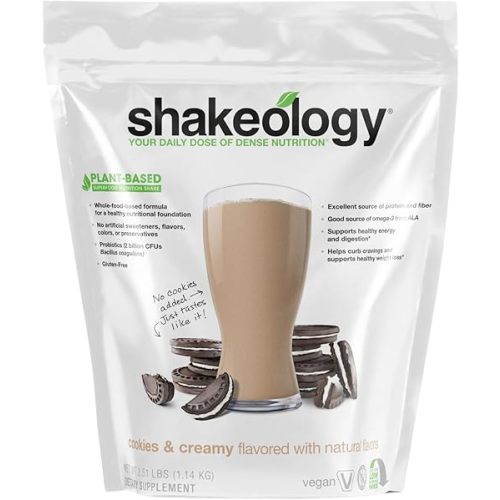 Shakeology Plant Based Protein Powder Blend – Gluten-Free Shake with Vitamins and Minerals – Helps Support Weight Loss, Lean Muscle, Gut Health – Cookies and Creamy, 30 Servings