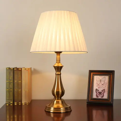 Classic Gold Metal Table Lamp with Fabric Shade