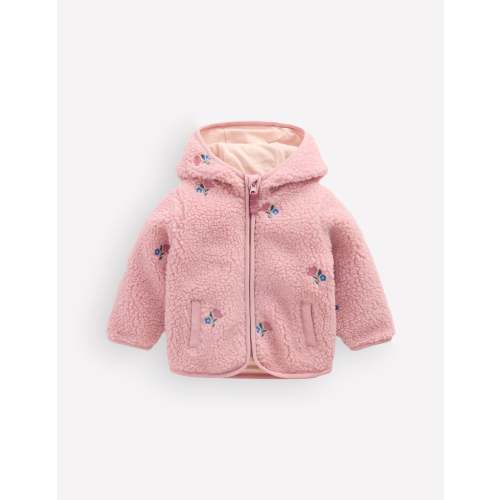 Embroidered Borg Jacket - Pink Floral | Boden USA