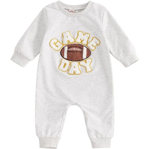 FOMOYUU Newborn Baby Boy Clothes Waffle Letter Embroider Long Sleeve Romper Pullover Tops and Pants Sets Fall Winter Outfits