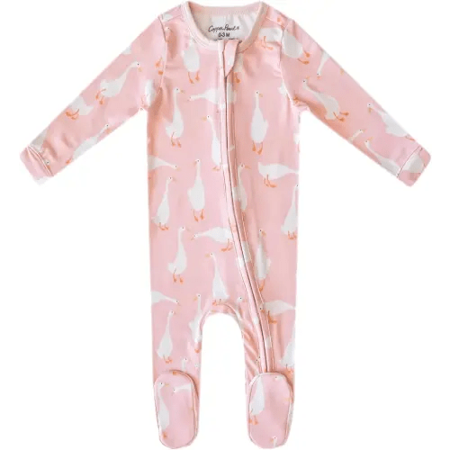 Copper Pearl Zip-Up Footie Baby Pajamas: Ultra-Soft Boys Pajamas and Girls Pajamas, Premium Knit Fabric in Stylish Prints, Tag-Free with Two-Way Zipper, Sized Newborn to 24 Months, Goosie