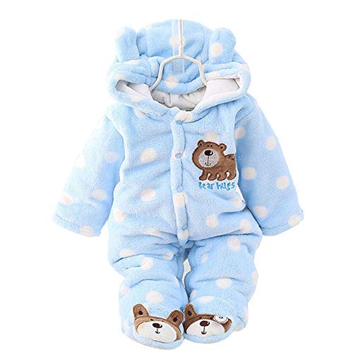 XIFAMNIY Baby Newborn Jumpsuit Footie Hooded Thicken Winter Bunting Outwear Snowsuit Pajamas for Girls Boys…