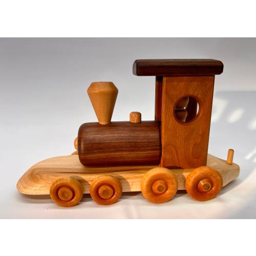 Toy train engine wood handmade hardwood train. heirloom choo choo locomotive