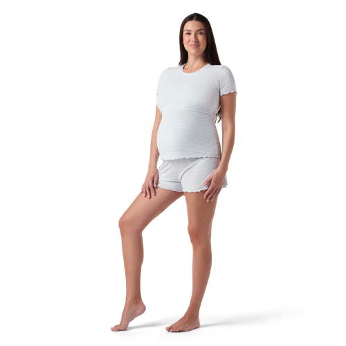 Ingrid & Isabel For Every Belly Women's Maternity Ribbed T-Shirt & Short Sleep Set, Sizes S-XXXL