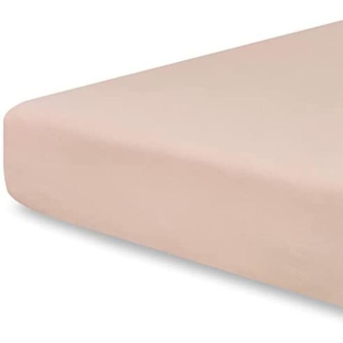 Pobibaby - Single Solid Premium Fitted Baby Crib Sheets for Standard Crib Mattress - Ultra-Soft Cotton Blend, Safe and Snug, and Stylish Solid Crib Sheet (Pink Beige)