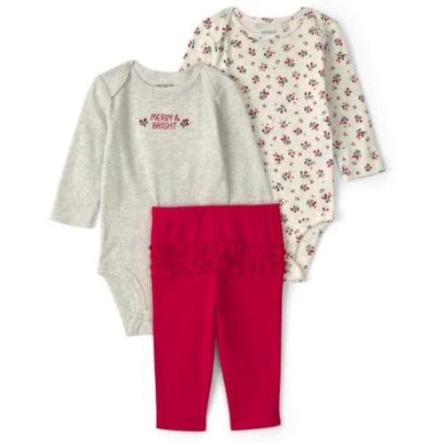 Carter's Baby Girls' 3-piece Bodysuit Pant Sets