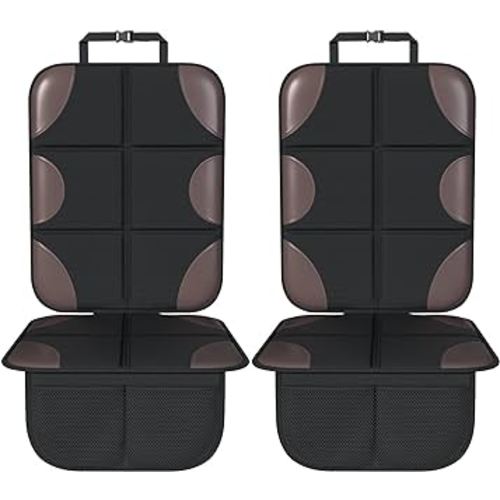 2 Pack Brown Car Seat Protector, Carseat Seat Protectors with Thickest Waterproof Fabric Pad, XL Large Size carseat Protectors for Vehicles, SUV, Sedan, Truck, Leather and Fabric Car Seat