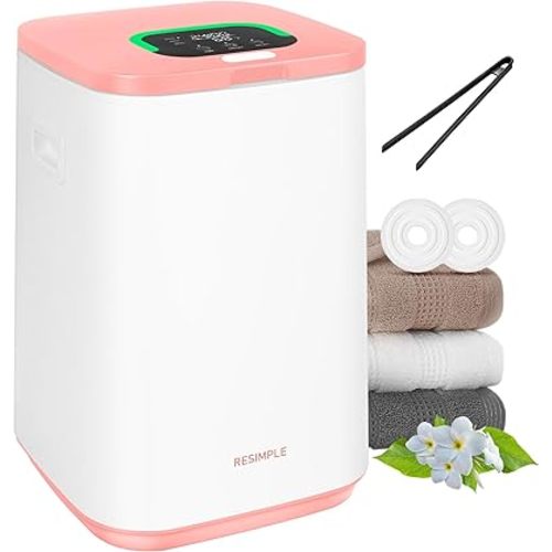 RESIMPLE Upgraded Towel Warmer for Bathroom, 23L Large Hot Towel Warmers Bucket with LED Display, 3 Heating Modes, Up to 24 Hour Delay - Pink