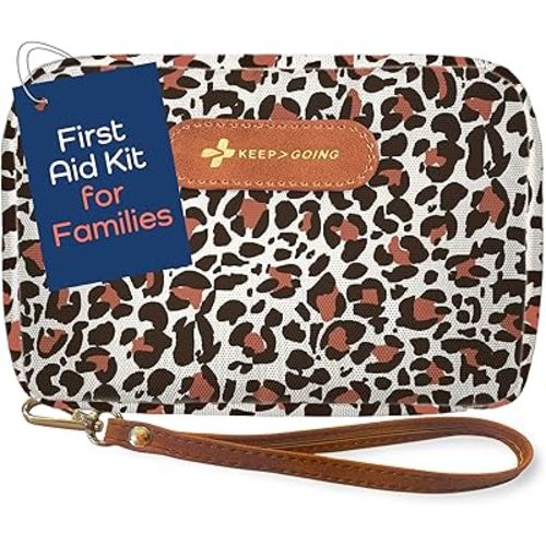 Keep Going Travel First Aid Kit for Kids – 130 Pc.for Purse, Diaper Bag, Backpack, & Suitcase, with Latex-Free Bandages – 7 x 5 x 2 in. Travel First Aid Kit TSA-Approved