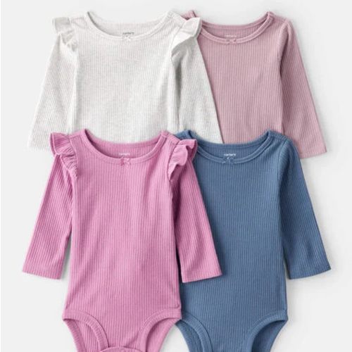 Baby Girl 4-Pack Long-Sleeve Multipack Bodysuits | Carter's
