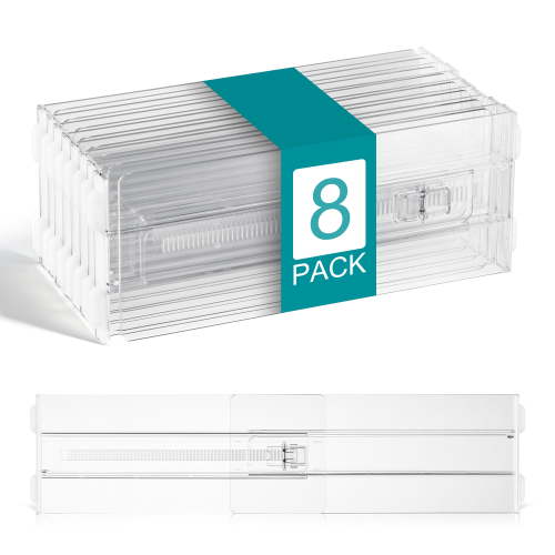 Sorbus 8-Pack Adjustable Clear Drawer Dividers, Expandable Acrylic Organizer for 10.5–16.9 in Drawers