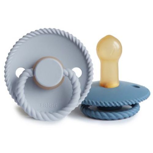 FRIGG Rope Natural Rubber Pacifier 2-Pack Powder Blue/Ocean View 6-18 Months