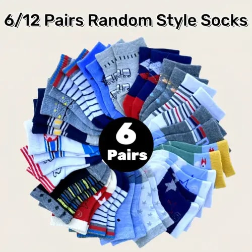6 12 pairs random socks boys girls size 0 12m - Temu