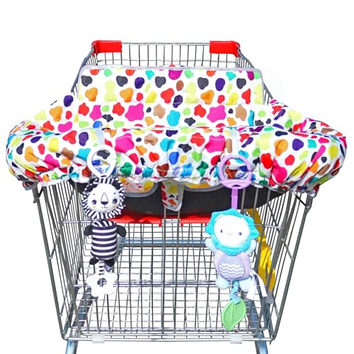 XiOiOiX 2 in 1 Shopping Cart Cover&High Chair Cover for Restaurant Seat, Grocery Cart Cover for Baby Infant Toddler Girl/Boy Reversible, Machine Washable (Colorful)