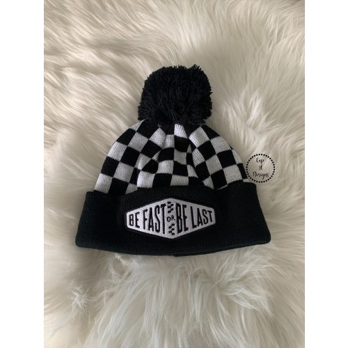 Infant Checker Beanie | Be Fast or Be Last | Infant Beanie | Black and White Checker Beanie