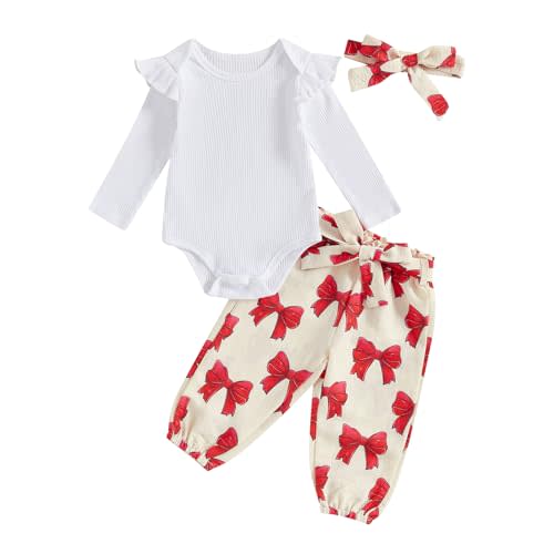 Kaipiclos Newborn Infant Girl Clothes Rib Knit Romper Daisy Print Pants Headband Baby Clothes for Girls 0 3 6 12 18 24 Months