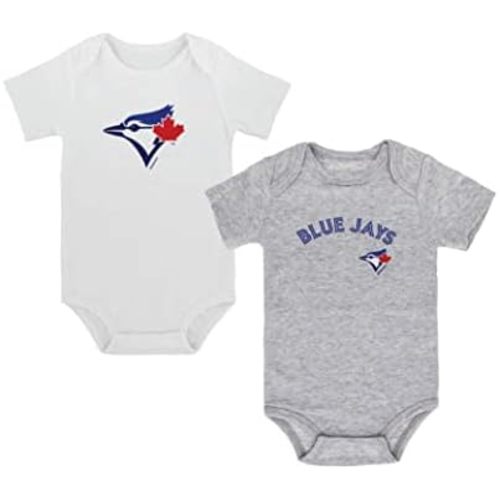 Gertex MLB Baby Onesie Bodysuits | 2-Pack Grey & White | Size Ranges From 0 Months to 24 Months