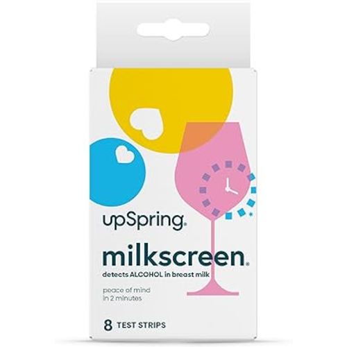 Upspring Milkscreen Test Strips to Detect Alcohol in Breast Milk - 2 Minutes with Results, FSA/HSA Eligible, at-Home Test for Breastfeeding Moms, Simple Breast Milk Alcohol Dip Test, 8 Test Strips