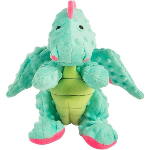 goDog Dragons Squeaky Plush Dog Toy with Chew Guard Technology, Durable Fabric & Squeaker for Active Play, Seafoam, Large