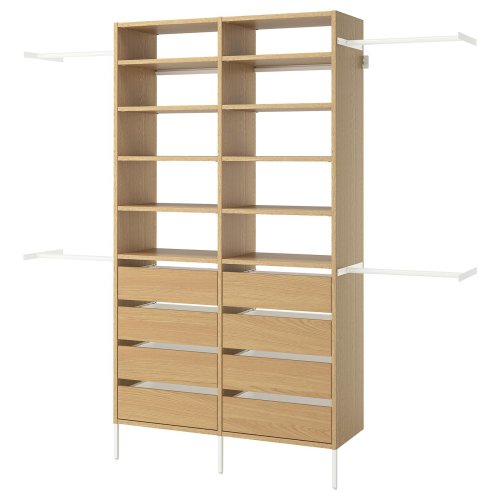 AURDAL Wardrobe combination - oak veneer/white 92 1/8-118 1/8x15 3/4x87 "