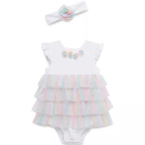 Girls' Rainbow Popover Bodysuit & Headband Set - Baby