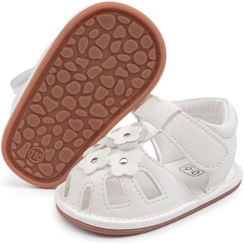 Babelvit Infant Baby Girl Boy Sandals Comfort Premium Summer Outdoor Casual Beach Shoes with Flower Bowknot Anti Slip Rubber Sole Newborn Toddler Prewalker First Walking Shoes