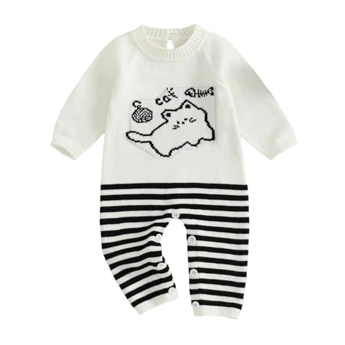 Mialoley Baby Girl Fall Romper Knit Long Sleeve Jumpsuit Ribbed Ruffle Bodysuit Infant Winter Clothes Newborn Hospital Outfit