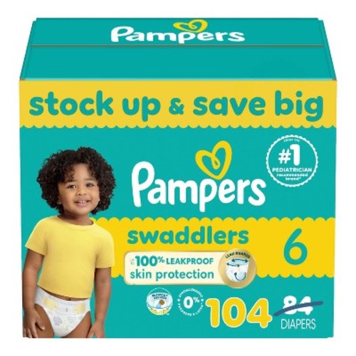 Pampers Swaddlers Sensitive Disposable Diapers - Sie 6 - 104ct