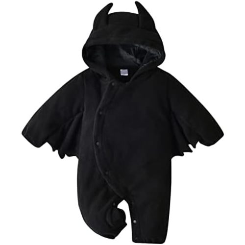 Happy Cherry Pumpkin Hooded Romper for Toddler Boy Girls Winter Warm Long Sleeve Fleece Jumpsuit